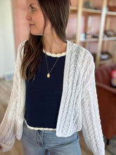 Load image into Gallery viewer, white lightweight cable cardigan