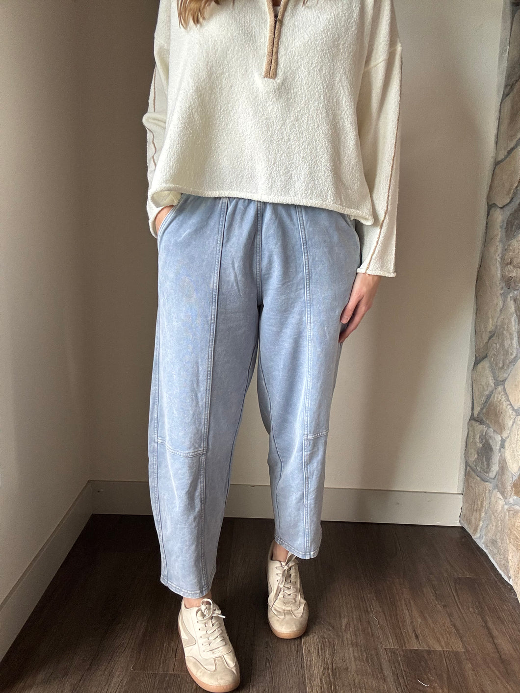 vintage blue barrel joggers