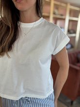 Load image into Gallery viewer, classic white cotton cuffed tee