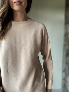 warm taupe ribbed dolman sweater