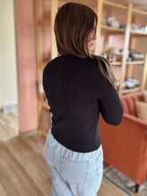 Load image into Gallery viewer, black soft button cardigan