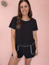 Load image into Gallery viewer, black + white contrast stitch top | S-3XL