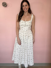 Load image into Gallery viewer, cream, sage + yellow midi dress