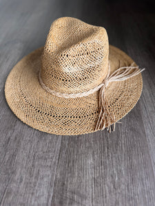 tan braided rope straw hat