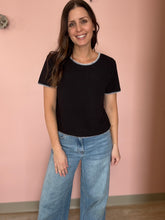 Load image into Gallery viewer, black + white contrast stitch top | S-3XL