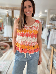 coral crochet tank