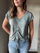 Load image into Gallery viewer, sage front ruched modal top