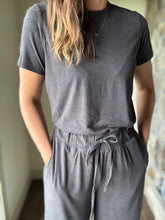 Load image into Gallery viewer, buttery-soft charcoal short sleeve jumpsuit