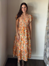Load image into Gallery viewer, yellow tropical floral midi dress