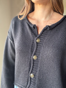 easy days off black button down cardigan