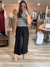 Load image into Gallery viewer, black howdy honey textured wide leg cropped pants