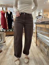 Load image into Gallery viewer, espresso high waist barrel pants