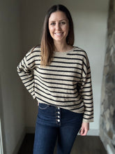 Load image into Gallery viewer, taupe + black stripe sweater