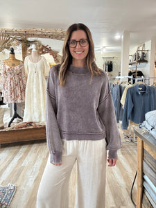 oatmeal smocked waist wide leg pants