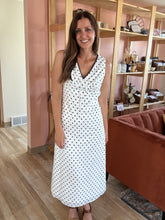 Load image into Gallery viewer, betsy white polka dot midi dress