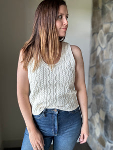 astra ivory cable sleeveless sweater