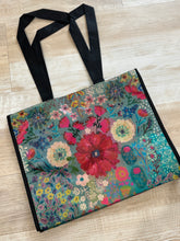 Load image into Gallery viewer, natural life aqua floral gift bag