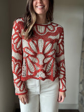 Load image into Gallery viewer, rust+cream crochet top