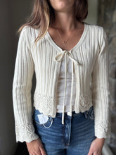 Load image into Gallery viewer, ivory tie front cotton cardigan