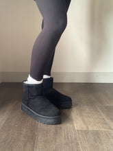 Load image into Gallery viewer, black fur-lined ultra mini platform boots