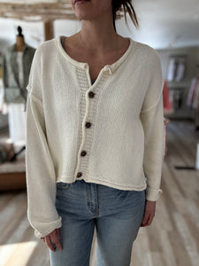 easy days off white button down cardigan