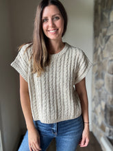 Load image into Gallery viewer, cream fall confetti cable short sleeve sweater