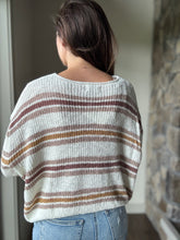 Load image into Gallery viewer, white rose striped relaxed sweater