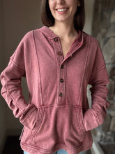 Load image into Gallery viewer, washed burgundy tunic sweatshirt