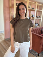 Load image into Gallery viewer, classic moss cotton cuffed tee
