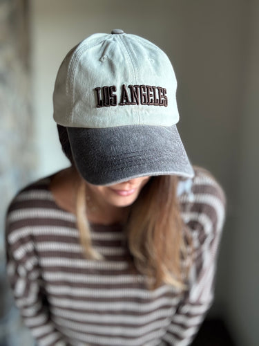 los angeles brown + cream baseball hat