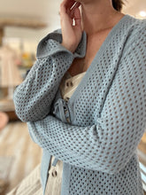 Load image into Gallery viewer, seafoam open knit tie front cardigan
