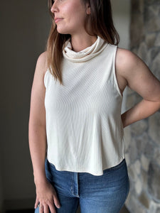 soft ronan ivory turtle neck sleeveless top