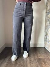 Load image into Gallery viewer, washed black cotton wide leg pants