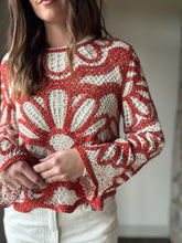 Load image into Gallery viewer, rust+cream crochet top