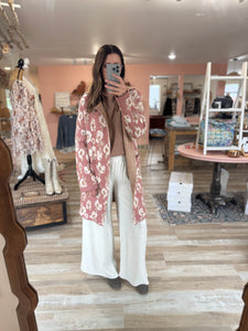 rose floral sweater jacket