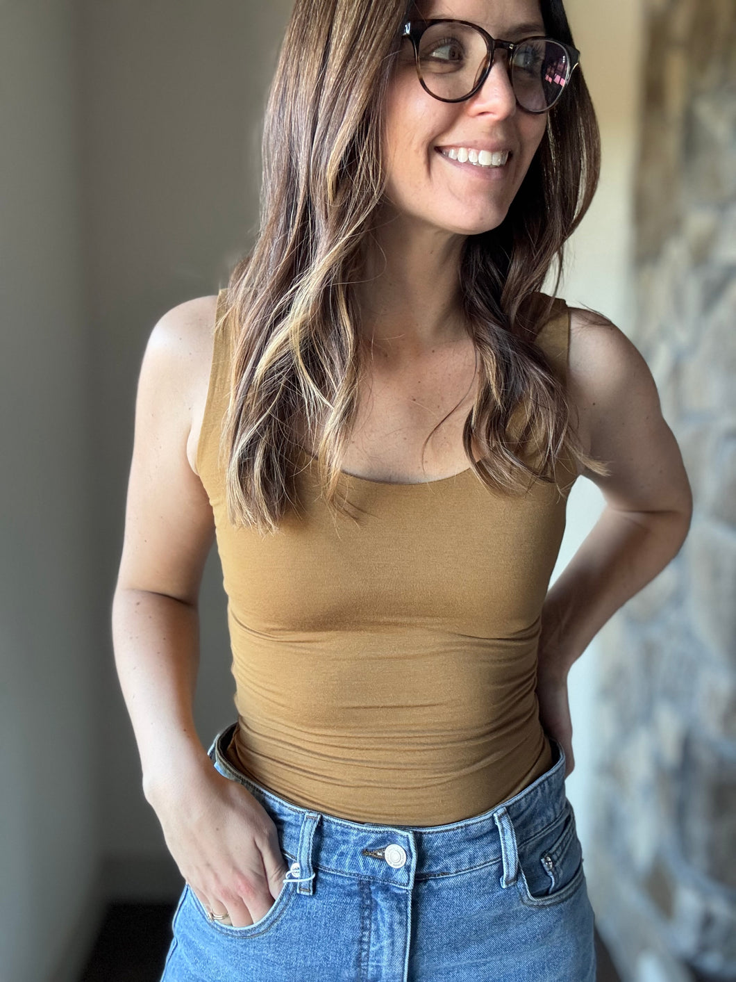 antique gold soft basic scoop tank