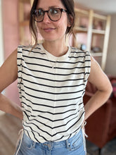 Load image into Gallery viewer, habitual ecru + black stripe luna top