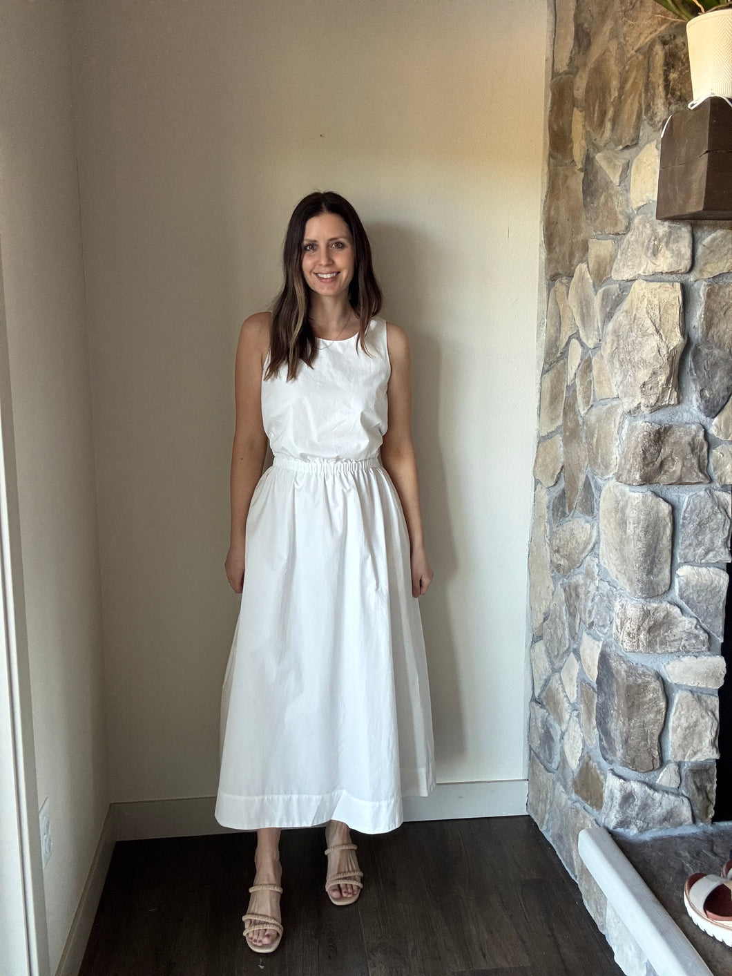 white open back cotton a-line dress Cloth + Stone white open back cotton a-line dress Cloth + Stone