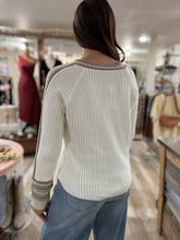 Load image into Gallery viewer, ivory mixed crochet raglan sweater