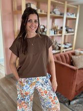 Load image into Gallery viewer, blue + orange floral wide leg pant