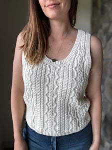 astra ivory cable sleeveless sweater