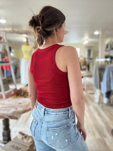 red ribbed foundation tank