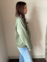 Load image into Gallery viewer, overstimulated olive + coral embroidered sweatshirt | S-2XL