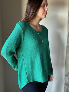 green classic cotton scoop sweater