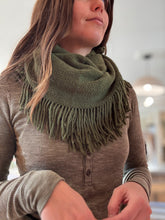 Load image into Gallery viewer, olive pointelle fringe infinity scarf