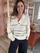 Load image into Gallery viewer, cozy cream + black stripe sweater