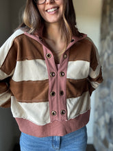 Load image into Gallery viewer, mauve + golden brown striped pullover