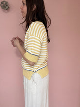 Load image into Gallery viewer, butter yellow + blue stripe sweater