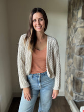 Load image into Gallery viewer, stone lightweight cable cardigan