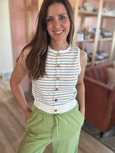 Load image into Gallery viewer, dusty pink + blue stripe knit top